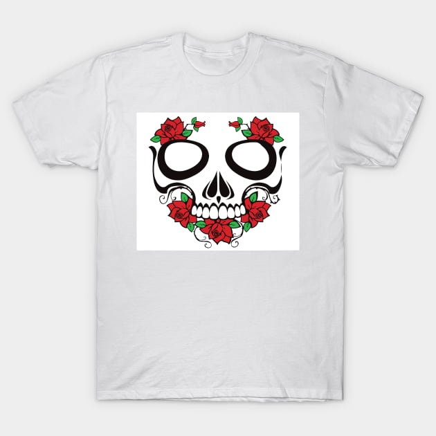 Skull and Roses Abstract Art T-Shirt by BruceALMIGHTY Baker